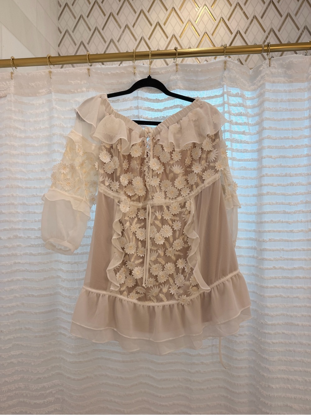 For Love And Lemons White Off-Shoulder Lace Mini Dress - Picture 2 of 3